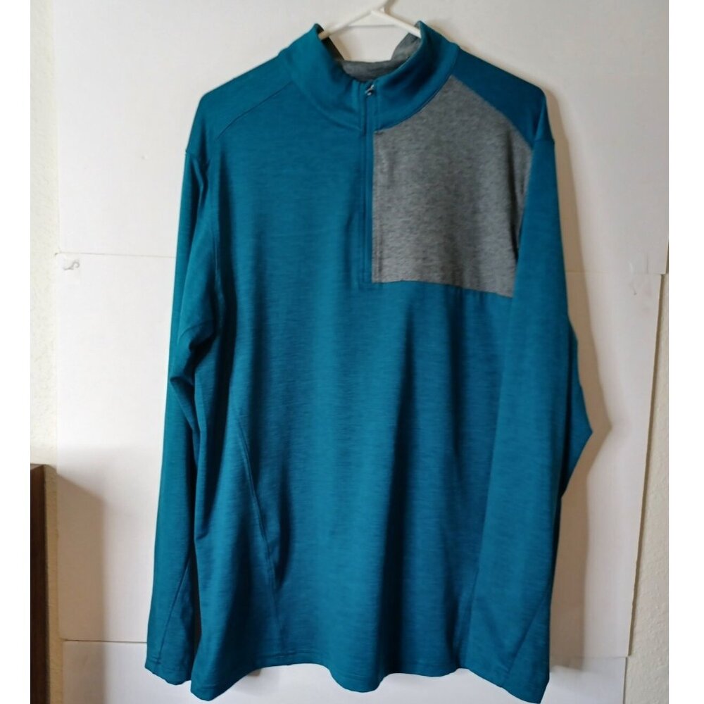 Walter Hagen Golf Polo Shirt 1/4 Zip Large Teal Long Sleeve 11 Majors Men